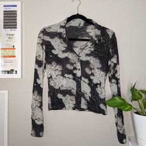 MEXX Floral Print Grey and White Blouse